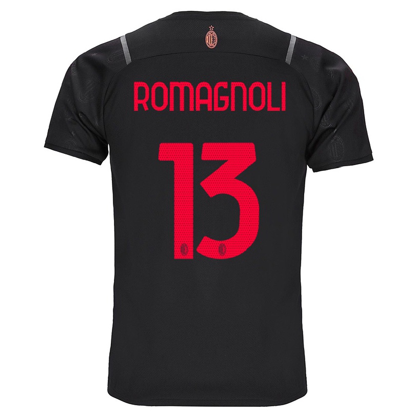 Homme Football Maillot Alessio Romagnoli #13 Noir Tenues Third 2021/22 T-shirt