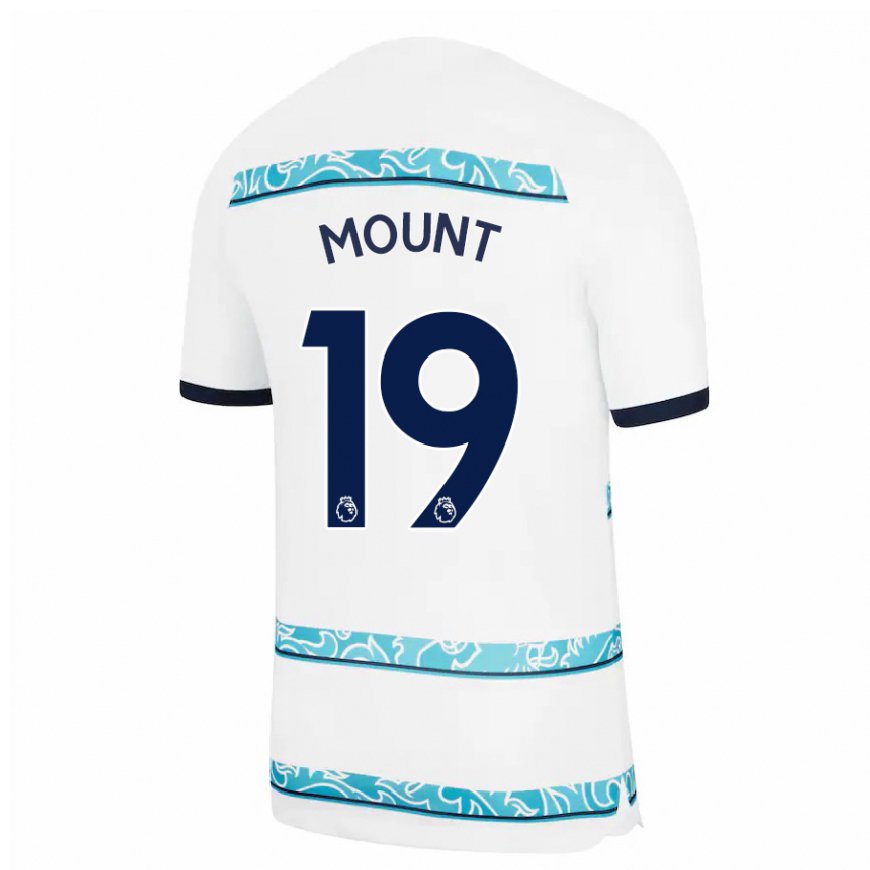 Kandiny Femme Maillot Mason Mount #19 Blanc Bleu Clair Troisieme 2022/23 T-shirt