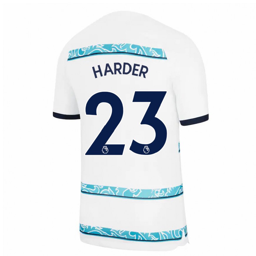 Kandiny Femme Maillot Pernille Harder #23 Blanc Bleu Clair Troisieme 2022/23 T-shirt