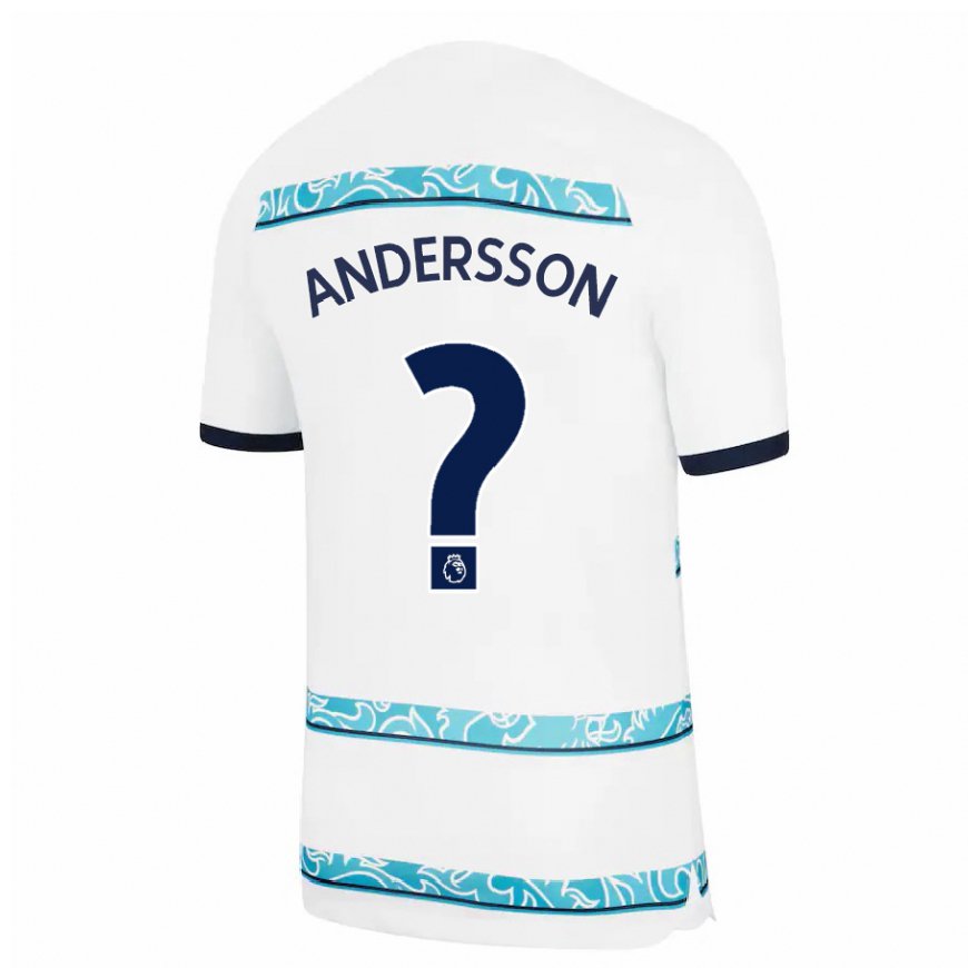 Kandiny Femme Maillot Edwin Andersson #0 Blanc Bleu Clair Troisieme 2022/23 T-shirt