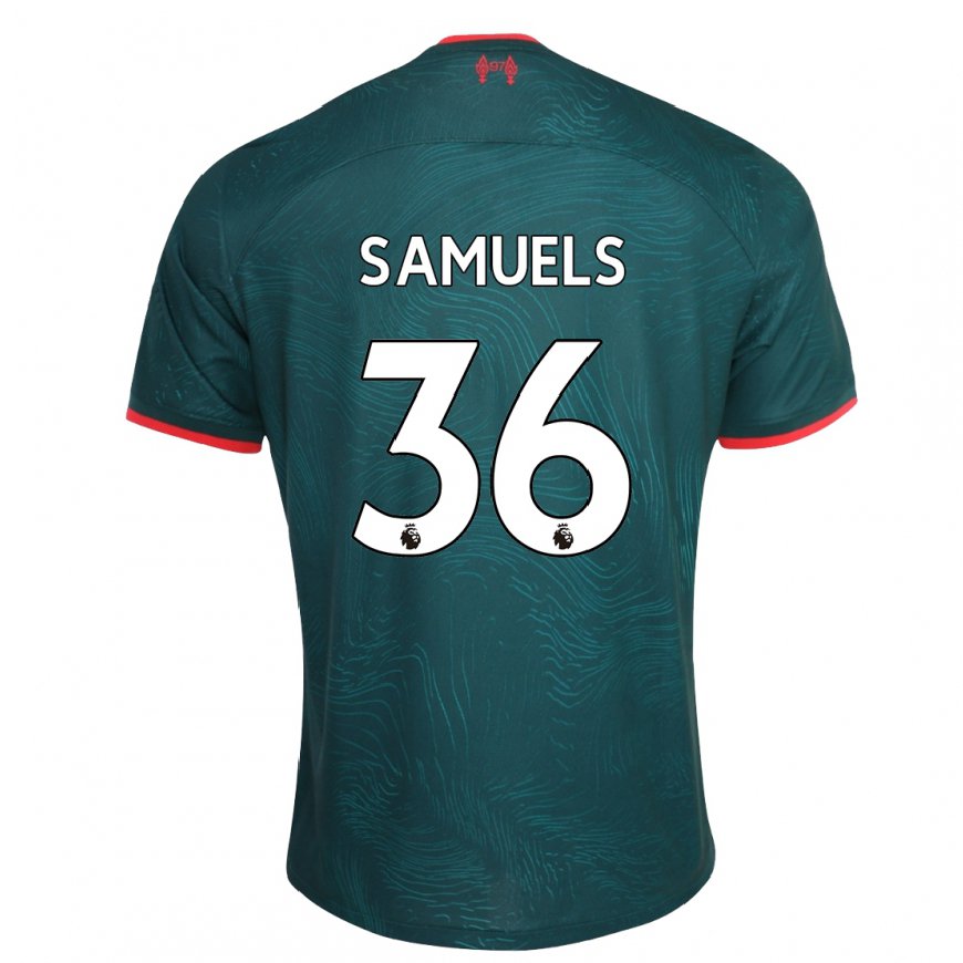 Kandiny Femme Maillot Kerron Samuels #36 Vert Foncé Troisieme 2022/23 T-shirt