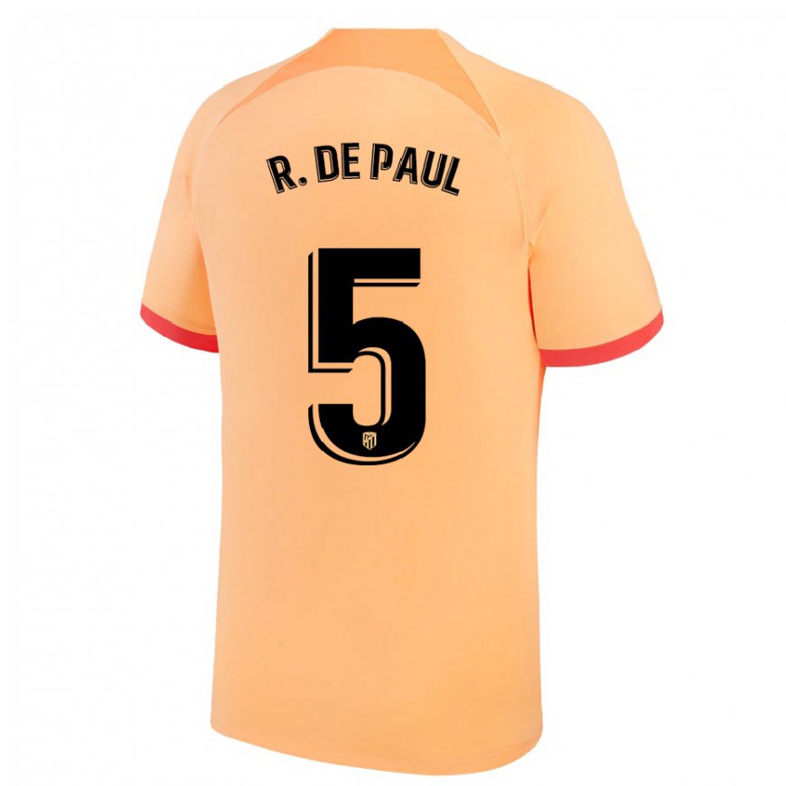Kandiny Femme Maillot Rodrigo De Paul #5 Orange Clair Troisieme 2022/23 T-shirt