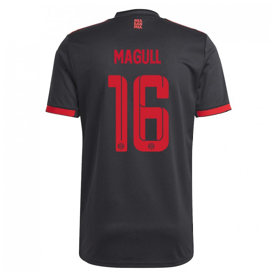 Kandiny Femme Maillot Lina Magull #16 Noir Et Rouge Troisieme 2022/23 T-shirt