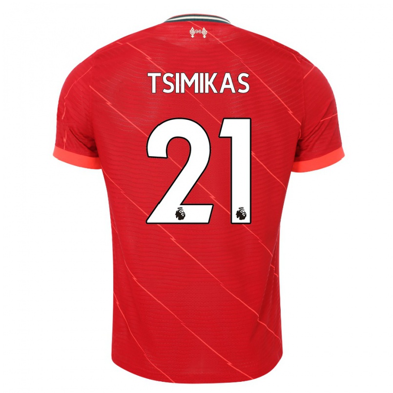 Femme Maillot Konstantinos Tsimikas #21 Rouge Tenues Domicile 2021/22 T-shirt