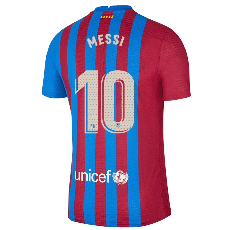 Femme Maillot Lionel Messi #10 Bleu Marron Tenues Domicile 2021/22 T-shirt