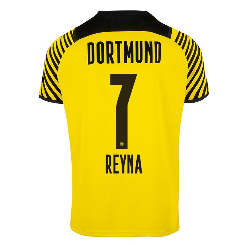 Femme Maillot Giovanni Reyna #7 Jaune Tenues Domicile 2021/22 T-shirt