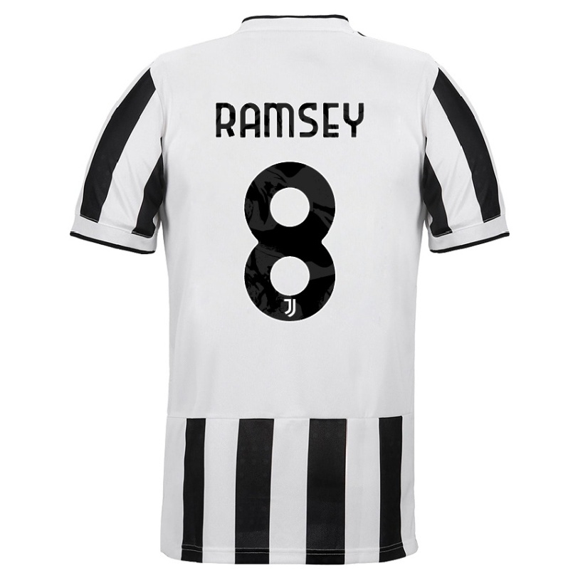 Femme Maillot Aaron Ramsey #8 Blanc Noir Tenues Domicile 2021/22 T-shirt
