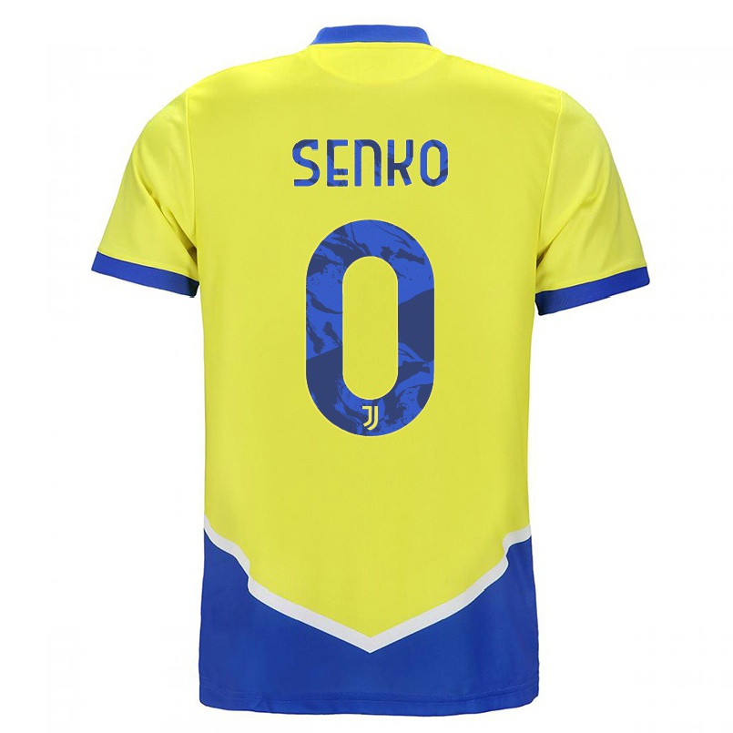 Femme Football Maillot Zsombor Senko #0 Bleu Jaune Tenues Third 2021/22 T-shirt