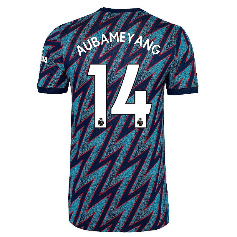 Femme Football Maillot Pierre-emerick Aubameyang #14 Bleu Noir Tenues Third 2021/22 T-shirt