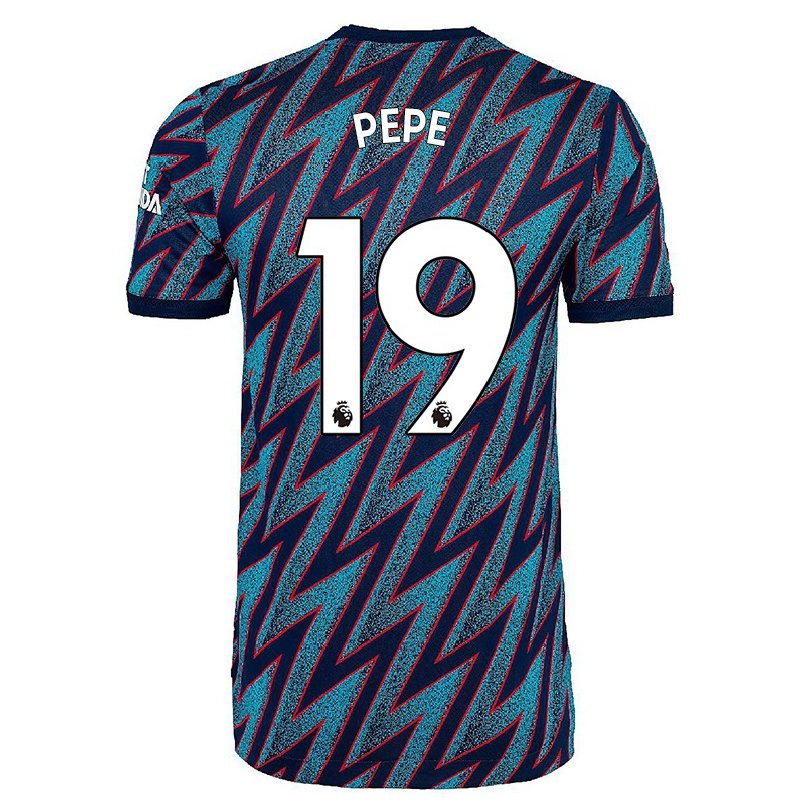 Femme Football Maillot Nicolas Pepe #19 Bleu Noir Tenues Third 2021/22 T-shirt