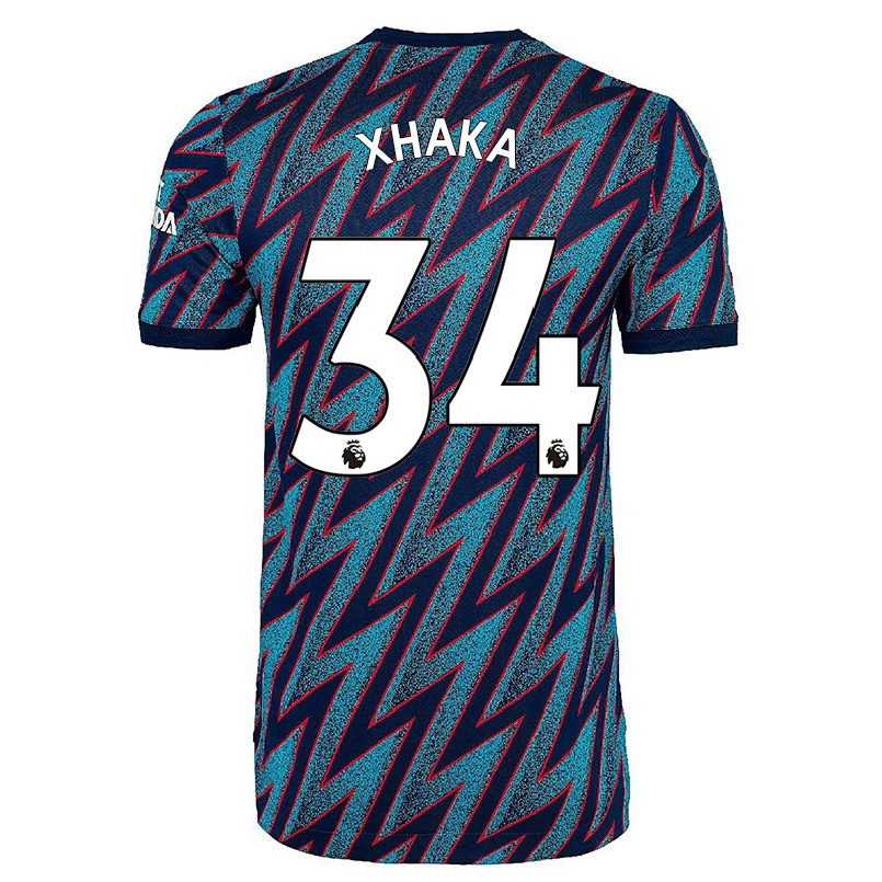 Femme Football Maillot Granit Xhaka #34 Bleu Noir Tenues Third 2021/22 T-shirt
