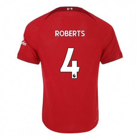 Kandiny Enfant Maillot Rhiannon Roberts #4 Rouge Foncé Tenues Domicile 2022/23 T-shirt
