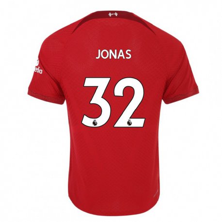 Kandiny Enfant Maillot Lee Jonas #32 Rouge Foncé Tenues Domicile 2022/23 T-shirt