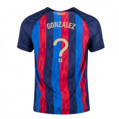Kandiny Enfant Maillot Gerard Gonzalez #0 Bleu Écarlate Tenues Domicile 2022/23 T-shirt