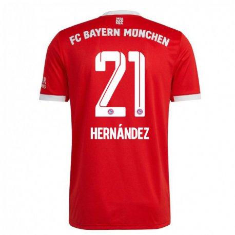 Kandiny Enfant Maillot Lucas Hernandez #21 Neon Rouge Blanc Tenues Domicile 2022/23 T-shirt