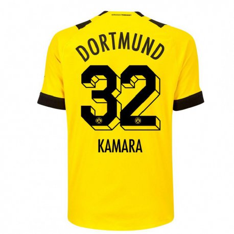 Kandiny Enfant Maillot Abdoulaye Kamara #32 Jaune Tenues Domicile 2022/23 T-shirt
