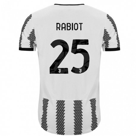 Kandiny Enfant Maillot Adrien Rabiot #25 Blanc Noir Tenues Domicile 2022/23 T-shirt