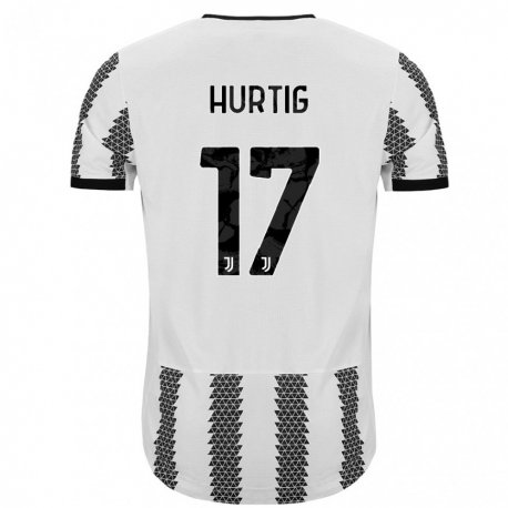 Kandiny Enfant Maillot Lina Hurtig #17 Blanc Noir Tenues Domicile 2022/23 T-shirt