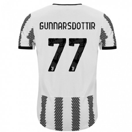Kandiny Enfant Maillot Sara Bjork Gunnarsdottir #77 Blanc Noir Tenues Domicile 2022/23 T-shirt