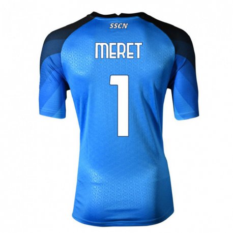 Kandiny Enfant Maillot Alex Meret #1 Bleu Foncé Gris Tenues Domicile 2022/23 T-shirt