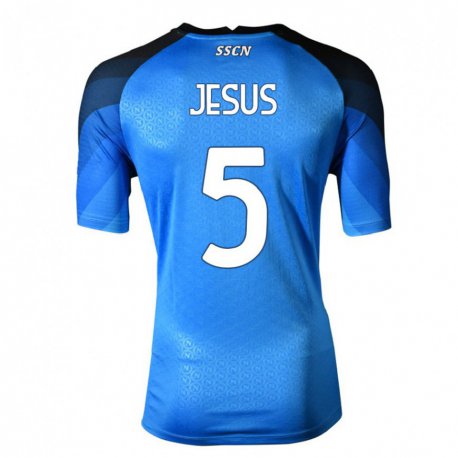 Kandiny Enfant Maillot Juan Jesus #5 Bleu Foncé Gris Tenues Domicile 2022/23 T-shirt