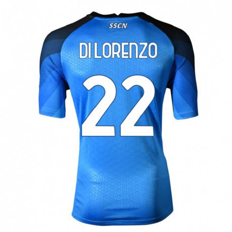 Kandiny Enfant Maillot Giovanni Di Lorenzo #22 Bleu Foncé Gris Tenues Domicile 2022/23 T-Shirt