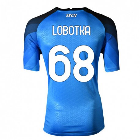 Kandiny Enfant Maillot Stanislav Lobotka #68 Bleu Foncé Gris Tenues Domicile 2022/23 T-shirt