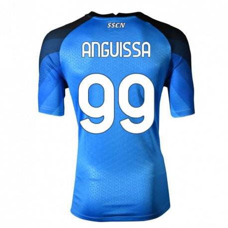 Kandiny Enfant Maillot Andre Zambo Anguissa #99 Bleu Foncé Gris Tenues Domicile 2022/23 T-shirt