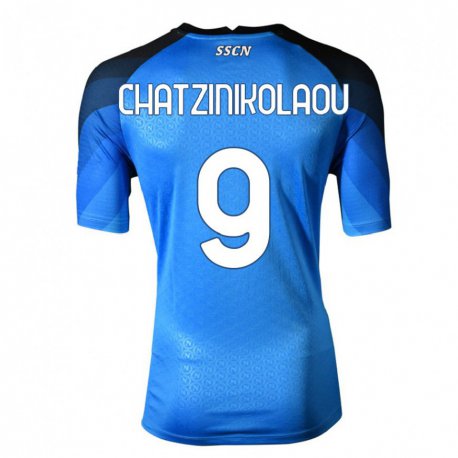 Kandiny Enfant Maillot Despoina Chatzinikolaou #9 Bleu Foncé Gris Tenues Domicile 2022/23 T-shirt