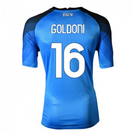 Kandiny Enfant Maillot Eleonora Goldoni #16 Bleu Foncé Gris Tenues Domicile 2022/23 T-shirt