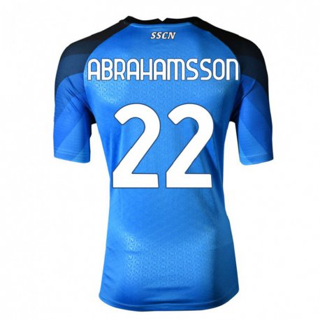 Kandiny Enfant Maillot Sejde Abrahamsson #22 Bleu Foncé Gris Tenues Domicile 2022/23 T-shirt