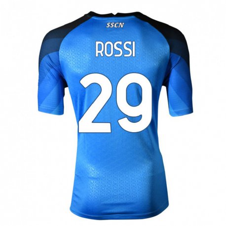 Kandiny Enfant Maillot Francesco Rossi #29 Bleu Foncé Gris Tenues Domicile 2022/23 T-shirt