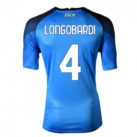 Kandiny Enfant Maillot Salvatore Longobardi #4 Bleu Foncé Gris Tenues Domicile 2022/23 T-shirt