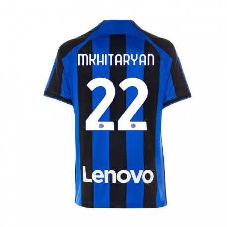 Kandiny Enfant Maillot Henrikh Mkhitaryan #22 Bleu Royal Noir Tenues Domicile 2022/23 T-shirt