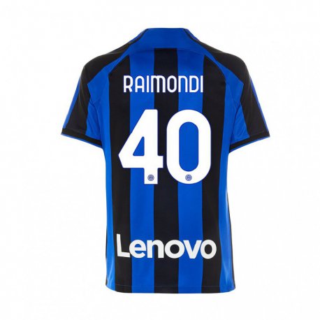 Kandiny Enfant Maillot Paolo Raimondi #40 Bleu Royal Noir Tenues Domicile 2022/23 T-shirt