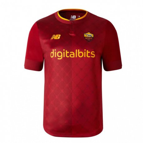 Kandiny Enfant Maillot Lorenzo Pellegrini #7 Brun Rouge Tenues Domicile 2022/23 T-shirt