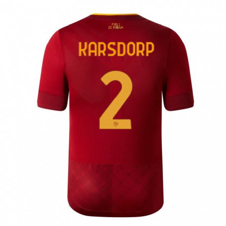 Kandiny Enfant Maillot Rick Karsdorp #2 Brun Rouge Tenues Domicile 2022/23 T-shirt