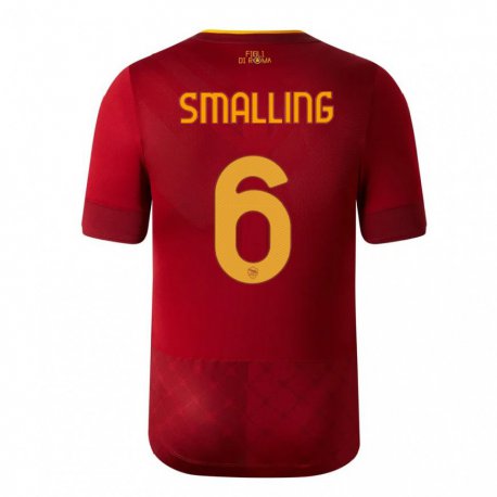 Kandiny Enfant Maillot Chris Smalling #6 Brun Rouge Tenues Domicile 2022/23 T-shirt