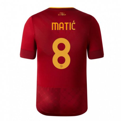 Kandiny Enfant Maillot Nemanja Matic #8 Brun Rouge Tenues Domicile 2022/23 T-shirt