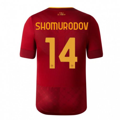 Kandiny Enfant Maillot Eldor Shomurodov #14 Brun Rouge Tenues Domicile 2022/23 T-shirt