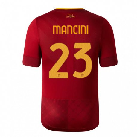 Kandiny Enfant Maillot Gianluca Mancini #23 Brun Rouge Tenues Domicile 2022/23 T-shirt