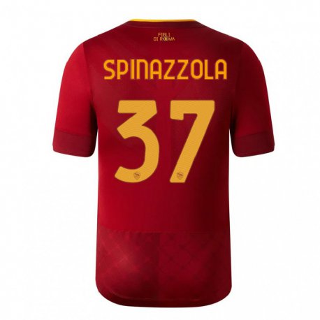 Kandiny Enfant Maillot Leonardo Spinazzola #37 Brun Rouge Tenues Domicile 2022/23 T-shirt