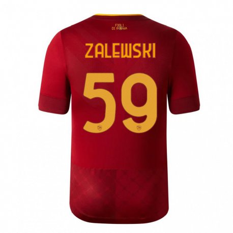 Kandiny Enfant Maillot Nicola Zalewski #59 Brun Rouge Tenues Domicile 2022/23 T-shirt