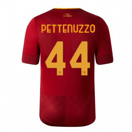 Kandiny Enfant Maillot Tecla Pettenuzzo #44 Brun Rouge Tenues Domicile 2022/23 T-shirt