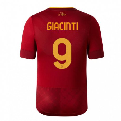 Kandiny Enfant Maillot Valentina Giacinti #9 Brun Rouge Tenues Domicile 2022/23 T-shirt