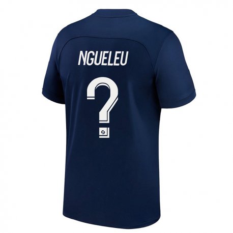 Kandiny Enfant Maillot Soufiya Ngueleu #0 Bleu Foncé Rouge Tenues Domicile 2022/23 T-shirt
