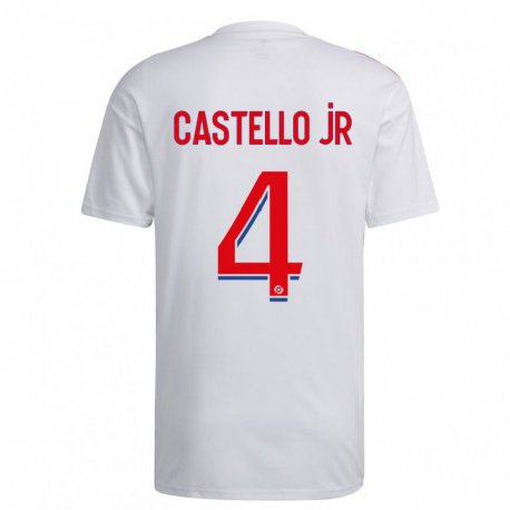 Kandiny Enfant Maillot Castello Lukeba #4 Blanc Bleu Rouge Tenues Domicile 2022/23 T-shirt