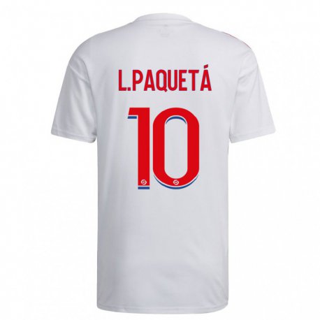 Kandiny Enfant Maillot Lucas Paqueta #10 Blanc Bleu Rouge Tenues Domicile 2022/23 T-shirt