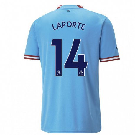 Kandiny Enfant Maillot Aymeric Laporte #14 Bleu Rouge Tenues Domicile 2022/23 T-shirt