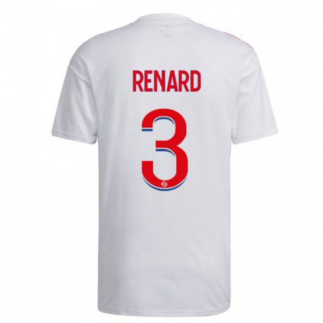 Kandiny Enfant Maillot Wendie Renard #3 Blanc Bleu Rouge Tenues Domicile 2022/23 T-shirt